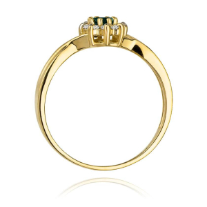 Pierścionek ze złota ze Szmaragdem 0,15ct i Diamentami próby 585. W-0072SZM
